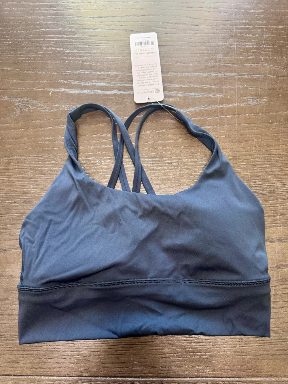NWT CRZ Yoga Nakedfeel Longline Criss Cross Sports Bra S 6 True Navy